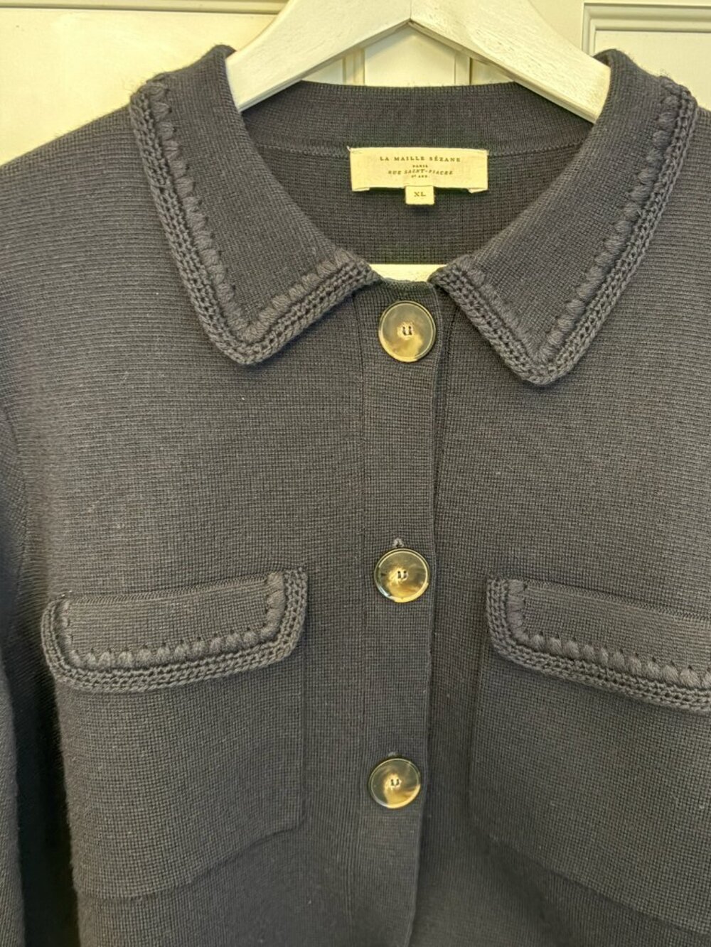 Like New Sezane Betty Navy Cardigan Sweater - Size XL